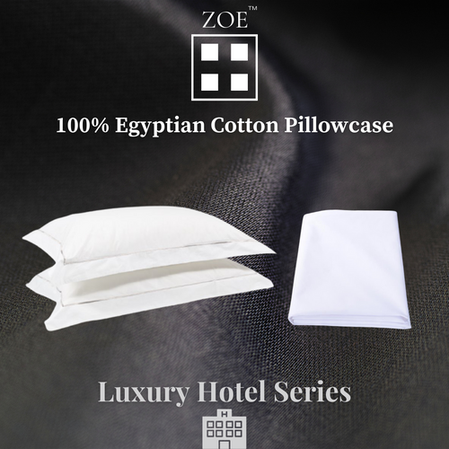 Zoe 100% Egyptian Cotton Pillowcase Hotel Quality - Plain White / Flange with Embroidery - Zoe Home®